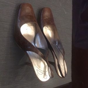 Brown sling back heels. Nine West